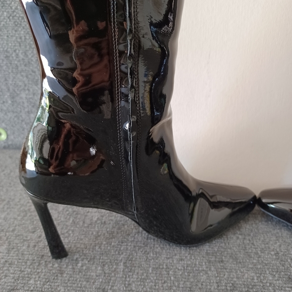 Black Suded Studio Liz High Boot Size 39.5 US 9.5 Women In Black Patent leather - Picture 6 of 12